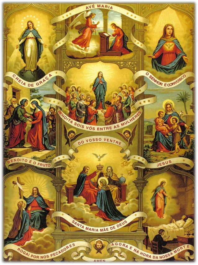 Quadro ilustrado com a oração da Ave Maria